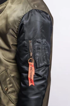 Contrast Sleeve Long Length MA-1 Bomber Jacket -Victorious JK718 OLB 5