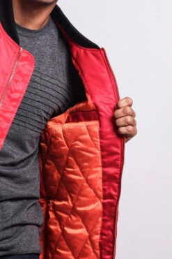 Contrast Sleeve Long Length MA-1 Bomber Jacket -Victorious JK718 RDB 5