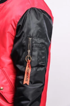 Contrast Sleeve Long Length MA-1 Bomber Jacket -Victorious JK718 RDB 6