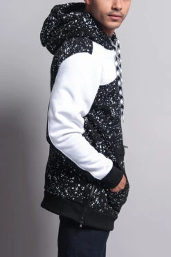 Long Length Splattered Contrast Hoodie -Victorious JK736 BWT 4
