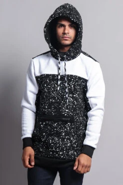 Long Length Splattered Contrast Hoodie -Victorious JK736 BWT 5