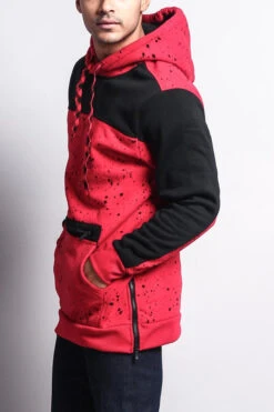 Long Length Splattered Contrast Hoodie -Victorious JK736 RDB 2