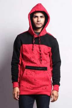 Long Length Splattered Contrast Hoodie -Victorious JK736 RDB 5
