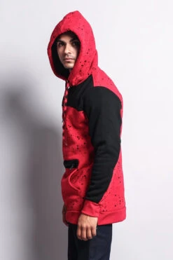 Long Length Splattered Contrast Hoodie -Victorious JK736 RDB 6
