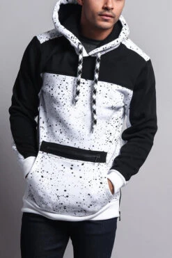 Long Length Splattered Contrast Hoodie -Victorious JK736 WTB 1