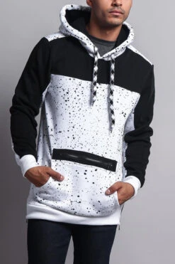 Long Length Splattered Contrast Hoodie -Victorious JK736 WTB 4