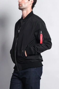 Contrast Lightweight Bomber Flight Jacket -Victorious JK752 BLK 2