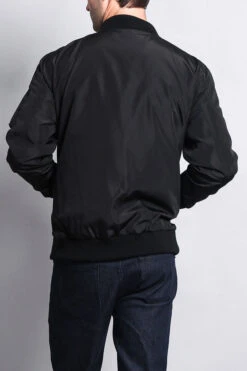 Contrast Lightweight Bomber Flight Jacket -Victorious JK752 BLK 3