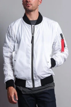 Contrast Lightweight Bomber Flight Jacket -Victorious JK752 WHT 1