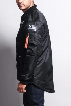 Patched Long Length MA-1 Bomber Jacket -Victorious JK757 BLK 2