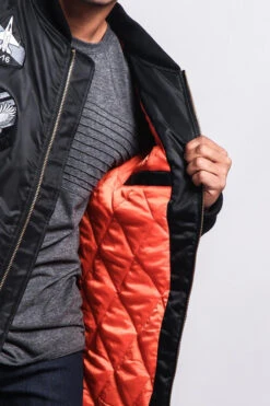 Patched Long Length MA-1 Bomber Jacket -Victorious JK757 BLK 5