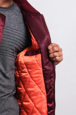 Patched Long Length MA-1 Bomber Jacket -Victorious JK757 BRG 5