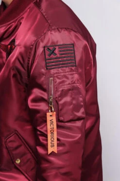 Patched Long Length MA-1 Bomber Jacket -Victorious JK757 BRG 6