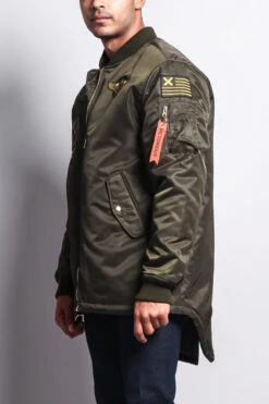 Patched Long Length MA-1 Bomber Jacket -Victorious JK757 OLV 2