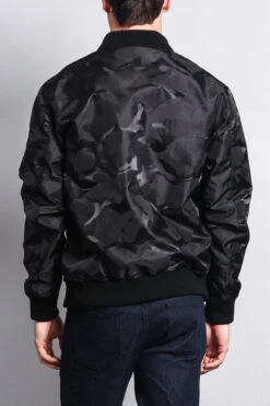 Lightweight Tonal Camo Bomber Flight Jacket -Victorious JK774 BLK 3