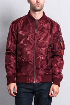 Lightweight Tonal Camo Bomber Flight Jacket -Victorious JK774 BRG 1