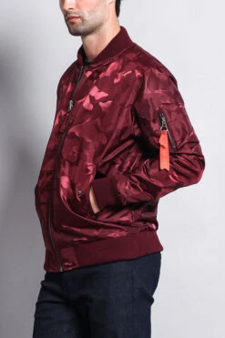 Lightweight Tonal Camo Bomber Flight Jacket -Victorious JK774 BRG 2