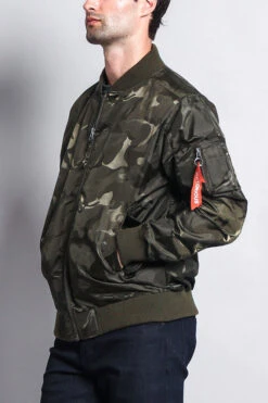 Lightweight Tonal Camo Bomber Flight Jacket -Victorious JK774 OLV 2
