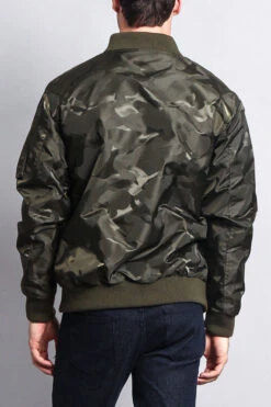 Lightweight Tonal Camo Bomber Flight Jacket -Victorious JK774 OLV 3