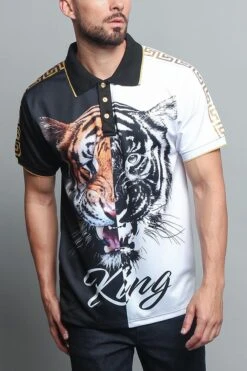 King Contrast Tiger Polo -Victorious PQ7305 BLK 5