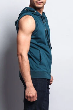 Eyelet Sleeveless Contrast Hoodie -Victorious SL888 5