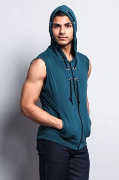 Eyelet Sleeveless Contrast Hoodie -Victorious SL888 7