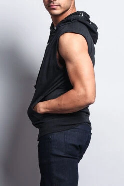 Eyelet Sleeveless Contrast Hoodie -Victorious SL888 CHC 2