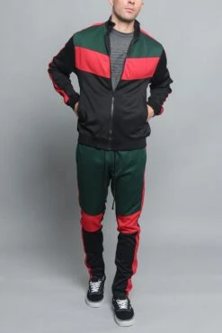 Tri Color Blocked Track Suit -Victorious ST553 GRN 1