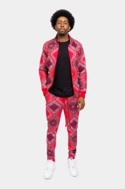 All Over Bandana Pattern Track Suit -Victorious ST867 RED 1