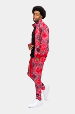 All Over Bandana Pattern Track Suit -Victorious ST867 RED 2
