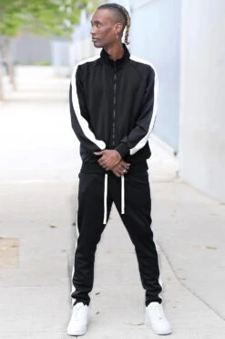 Essential Side Stripe Track Suit 22 Essential Side Stripe Track Suit -Victorious ST868 BLK 2