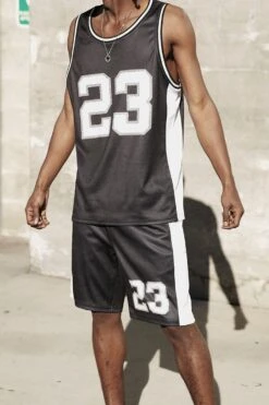 Men's Rhinestoned "23" Basketball Sets 36 Men's Rhinestoned "23" Basketball Sets -Victorious ST882 BLACKWHITE 7