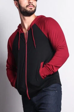 Men's Raglan Light Weight Zip Down Hoodie -Victorious TH864 BBU 2