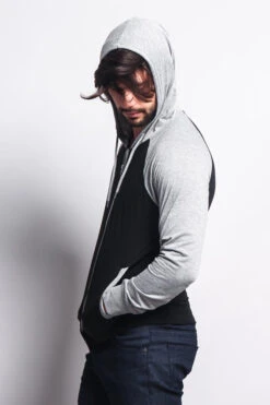 Men's Raglan Light Weight Zip Down Hoodie -Victorious TH864 BGY 6