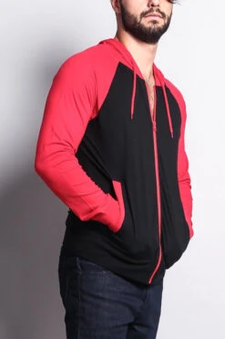 Men's Raglan Light Weight Zip Down Hoodie -Victorious TH864 BRD 4