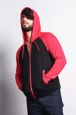 Men's Raglan Light Weight Zip Down Hoodie -Victorious TH864 BRD 5