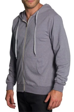 Men's French Terry Zip Down Hoodie -Victorious TH891 GRY 2