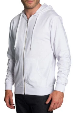 Men's French Terry Zip Down Hoodie -Victorious TH891 WHT 2