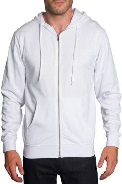 Men's French Terry Zip Down Hoodie -Victorious TH891 WHT 2XL 2