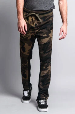 Men's Slim Fit Dual Stripe Track Pants -Victorious TR513 CAM 5