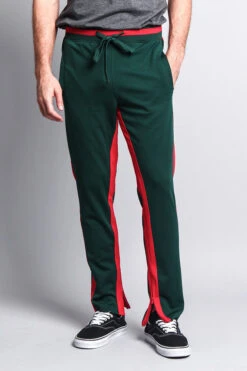Men's Slim Fit Dual Stripe Track Pants -Victorious TR513 GRN 1
