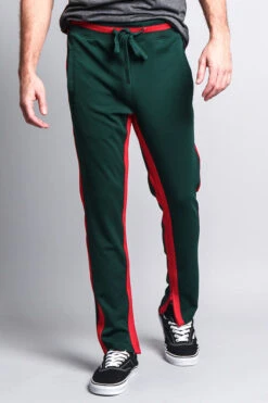 Men's Slim Fit Dual Stripe Track Pants -Victorious TR513 GRN 5
