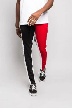 Two Tone Color Blocked Track Pants -Victorious TR544 RDB 1
