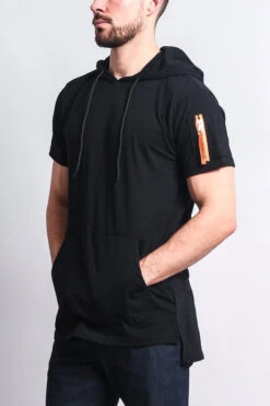 Hooded MA-1 Bomber Flight Style T-Shirt -Victorious TS7019 BLK 2