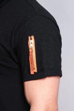 Hooded MA-1 Bomber Flight Style T-Shirt -Victorious TS7019 BLK 8