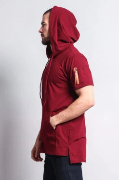 Hooded MA-1 Bomber Flight Style T-Shirt -Victorious TS7019 BRG 6