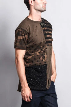 Star Print Block Camo Splatter T-Shirt -Victorious TS7040 OLV 4