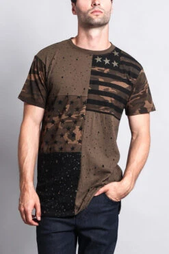 Star Print Block Camo Splatter T-Shirt -Victorious TS7040 OLV 5