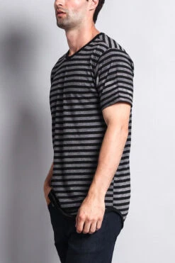 Mineral Wash Stripe T-Shirt -Victorious TS7050 BLK 2