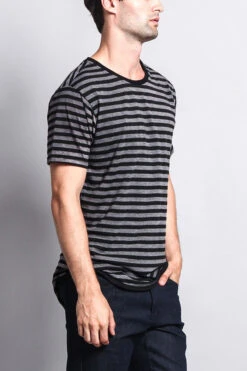 Mineral Wash Stripe T-Shirt -Victorious TS7050 BLK 4